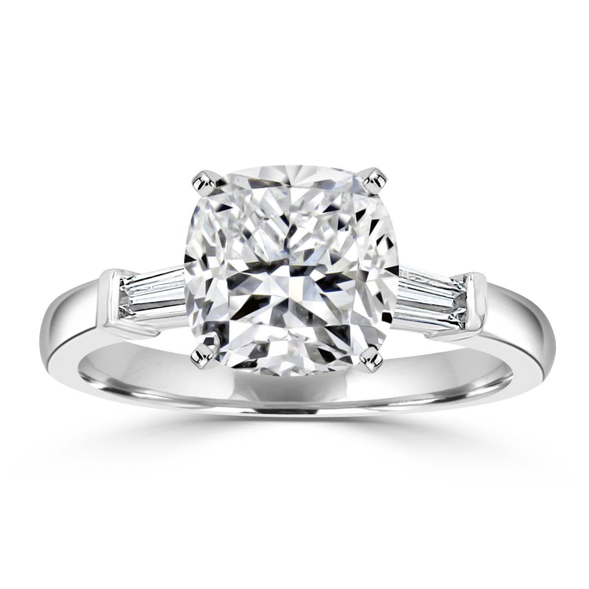 Ameena Tapered Baguette Three Stone Engagement Ring