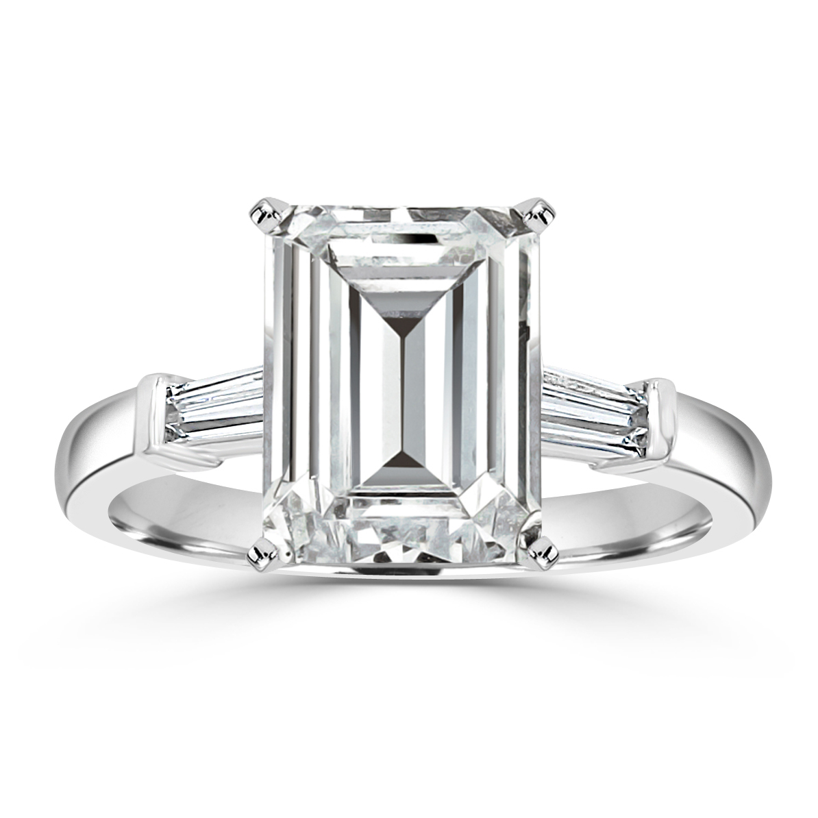 Ameena Tapered Baguette Three Stone Engagement Ring