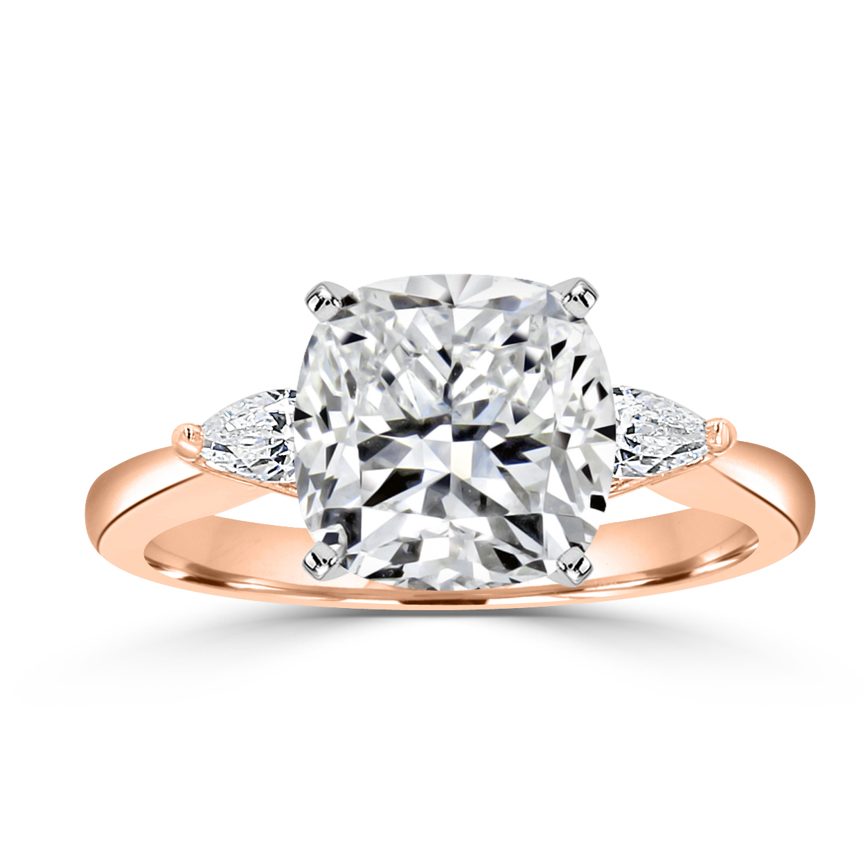 Aria Floral Inspired Three Stone Engagement Ring