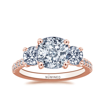 Luciea Classic Three Stone Pave Engagement Ring