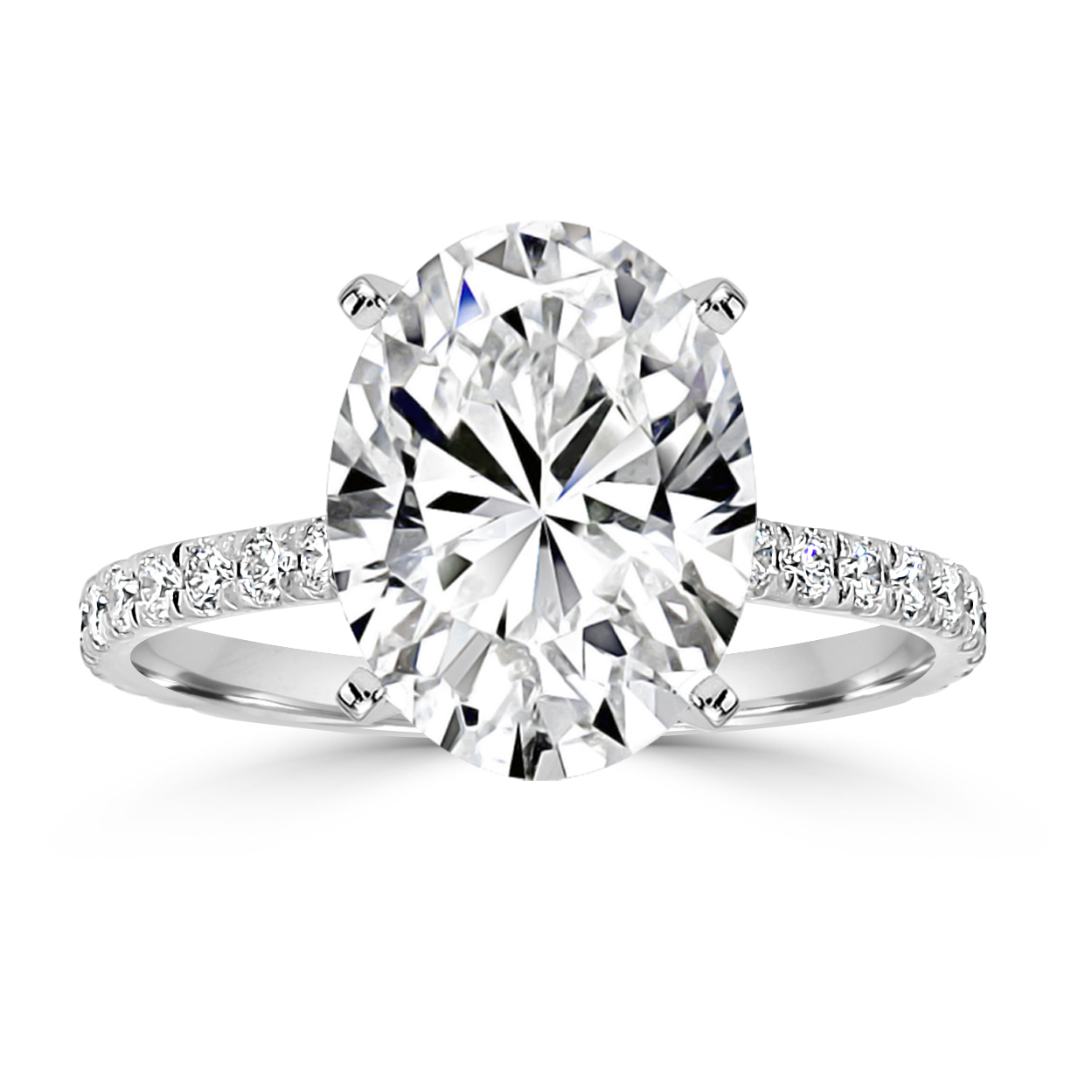 Katrina Double Hidden Halo French Pave Floating Profile Engagement Ring