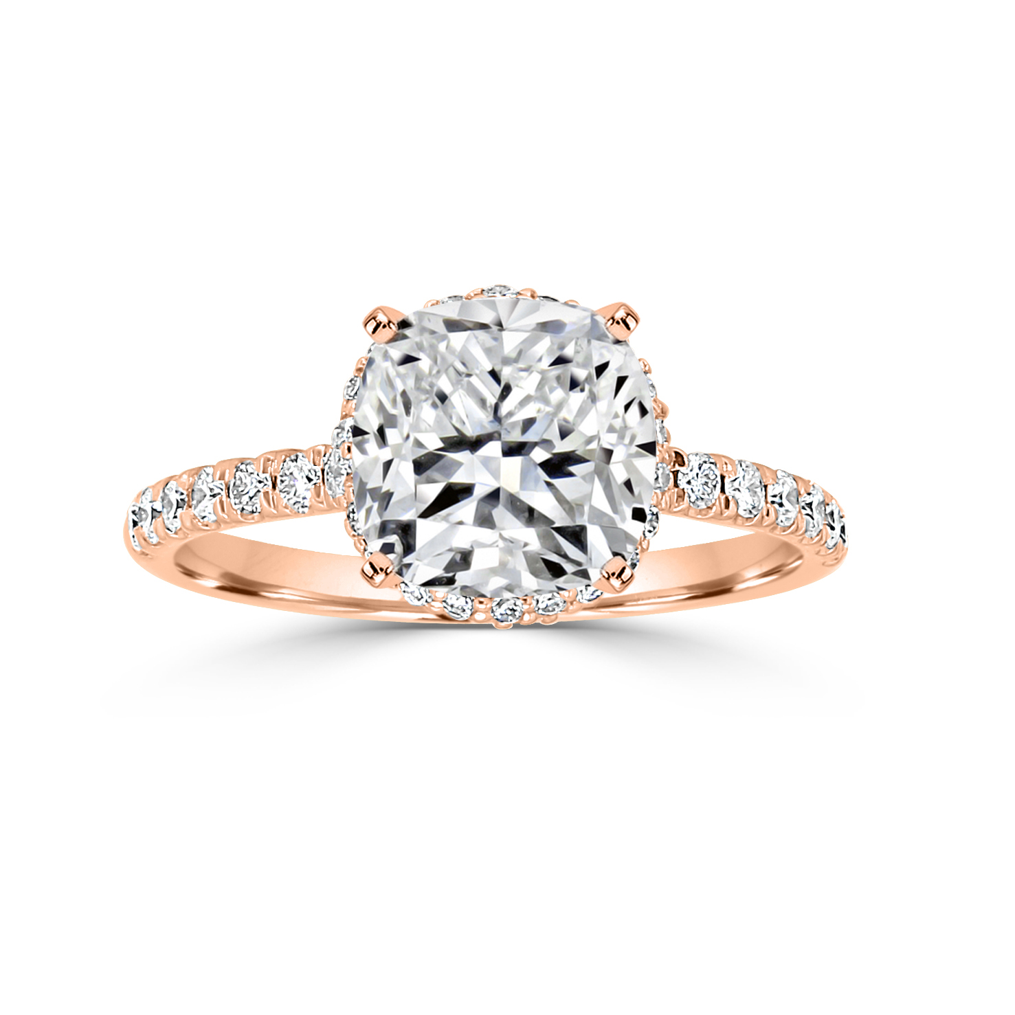Ana Belgian Pave Hidden Halo Floating Profile Engagement Ring