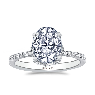 Camellia Floral Halo Pave Engagement Ring