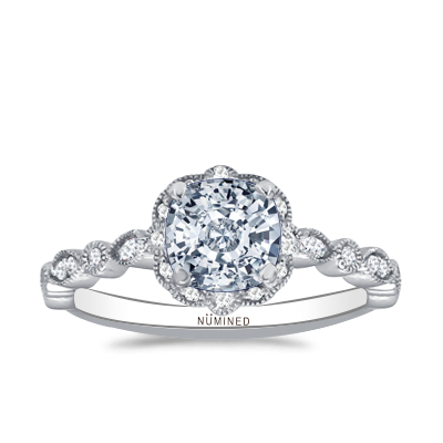 Yardin Halo Vintage Inspired Diamond Accent Open Gallery Engagement Ring