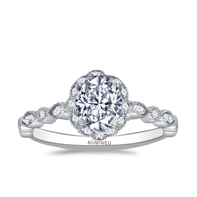 Yardin Halo Vintage Inspired Diamond Accent Open Gallery Engagement Ring