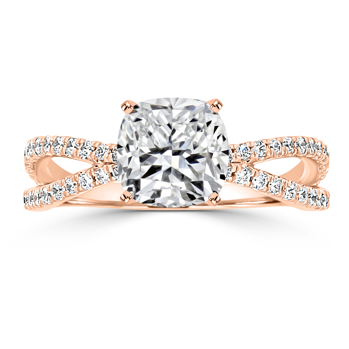 Zena Pave X Split Shank Engagement Ring