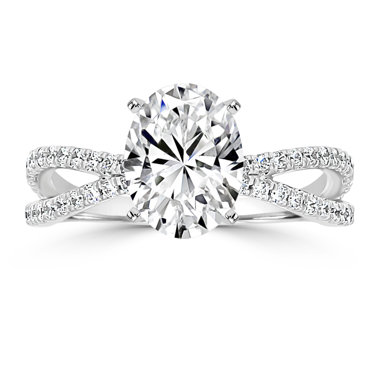 Zena Pave X Split Shank Engagement Ring