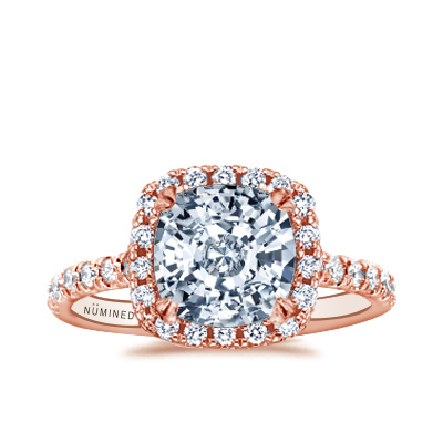 Whit Cushion Shaped Halo Engagement Ring